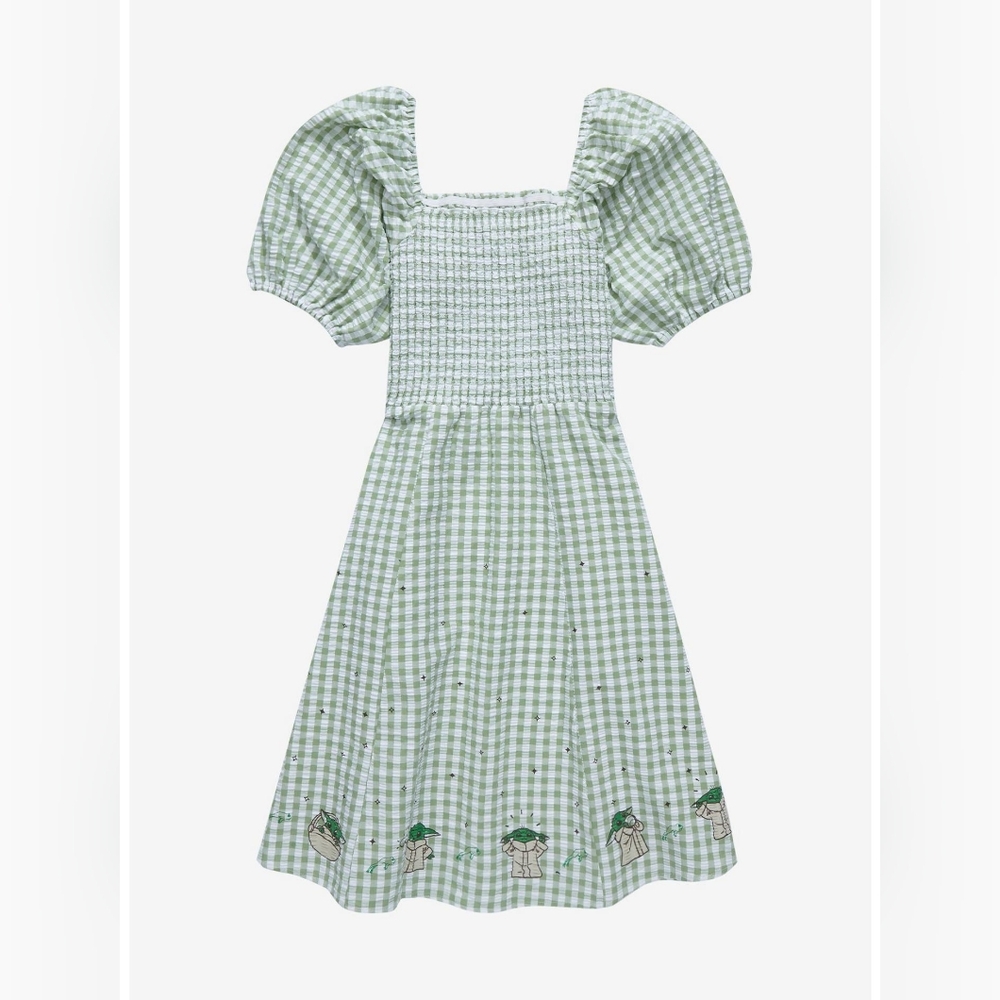 Her Universe Star Wars The Mandalorian Grogu Gingham Smock Dress